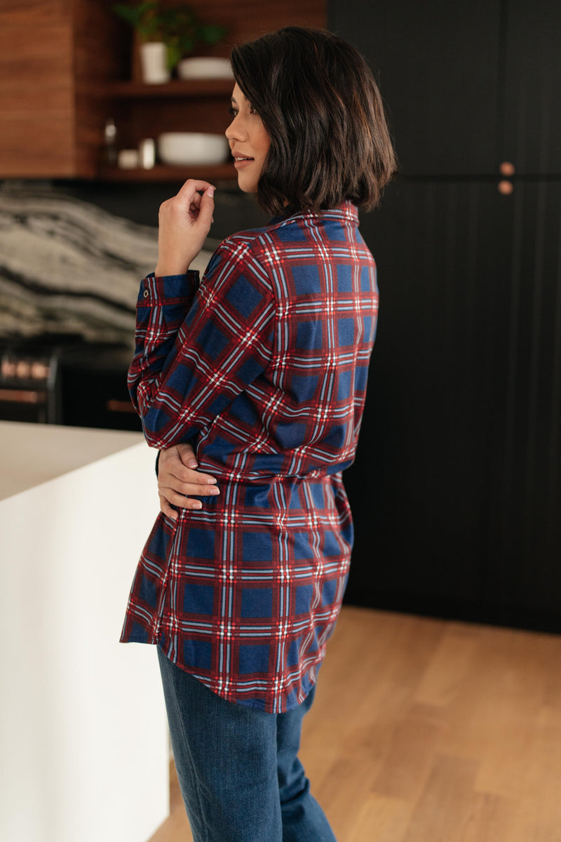 Grid Girl Button Down Top