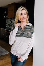 Half Camo Pullover in Oatmeal