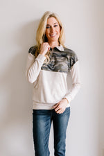 Half Camo Pullover in Oatmeal