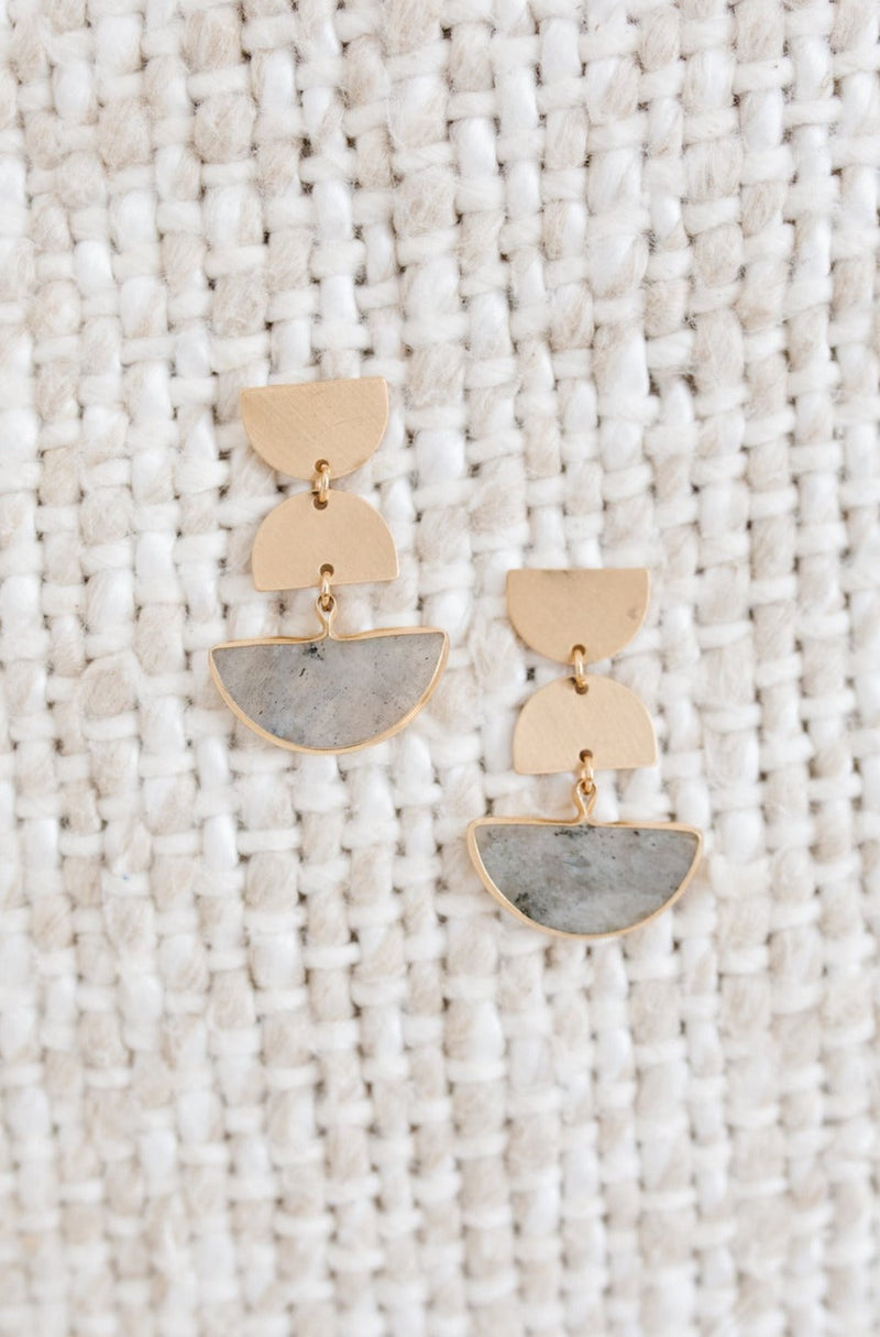 Half Moon Modern Stone Earrings in Gray