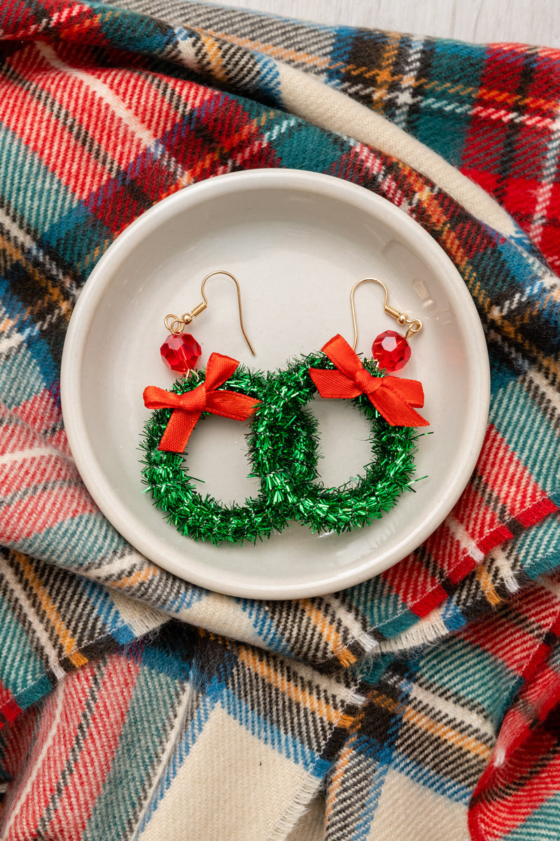 Happy Holiday Wreath Earrings