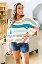 Happy Vibes Striped Quarter Sleeve Top