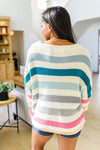 Happy Vibes Striped Quarter Sleeve Top