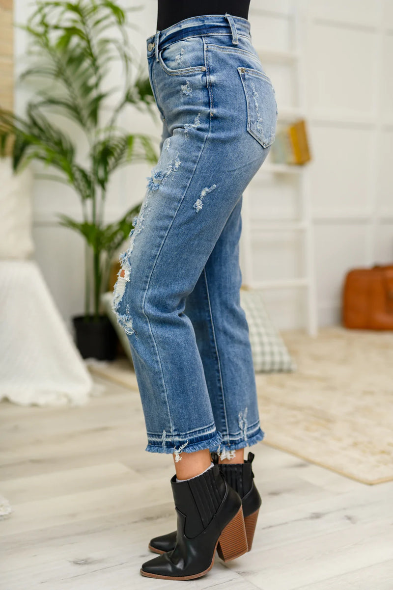 Judy Blue Harley Distressed Ankle Hem Jeans