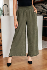 Harmony High Rise Wide Pants in Olive