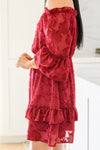 Hello, Goodbye Ruffle Dress In Burgundy
