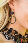 Hexagon and Crystal Earring