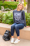 Home Body Crew Neck Sweatshirt In Charcoal