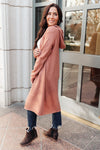 Hooded Cardigan In Red Sand