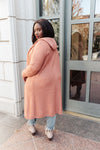 Hooded Cardigan In Red Sand