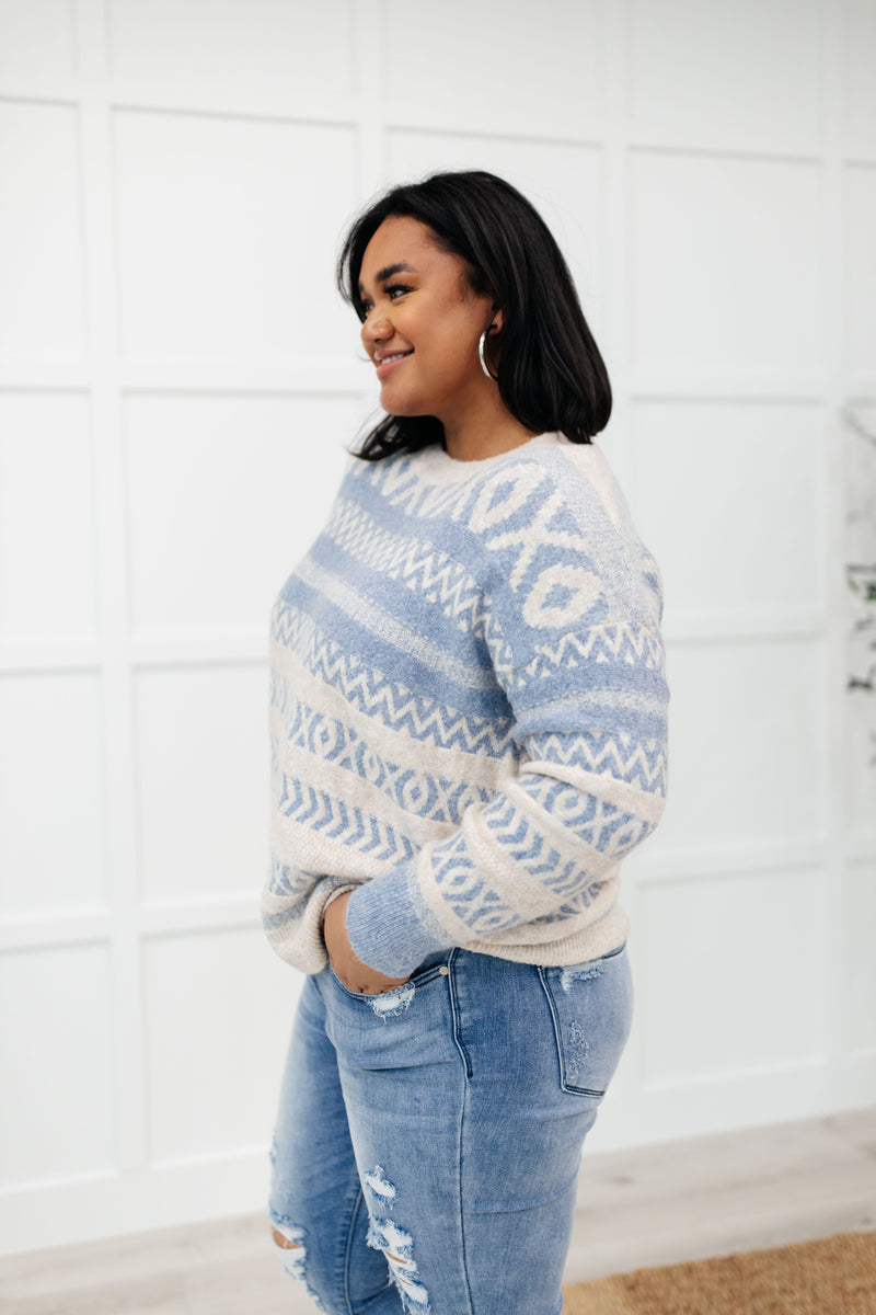 Hugs and Kisses Sweater in Dusty Blue