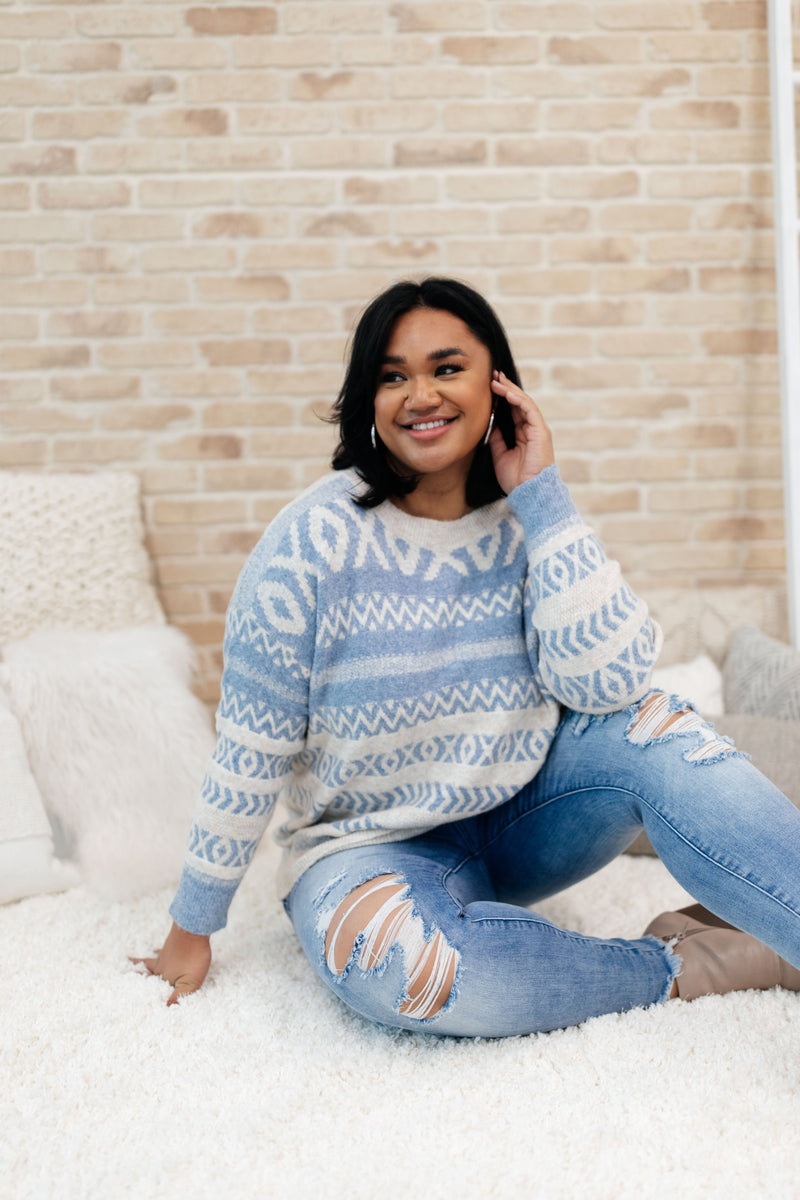 Hugs and Kisses Sweater in Dusty Blue