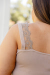 I Can Love You Better Lace Tank in Taupe