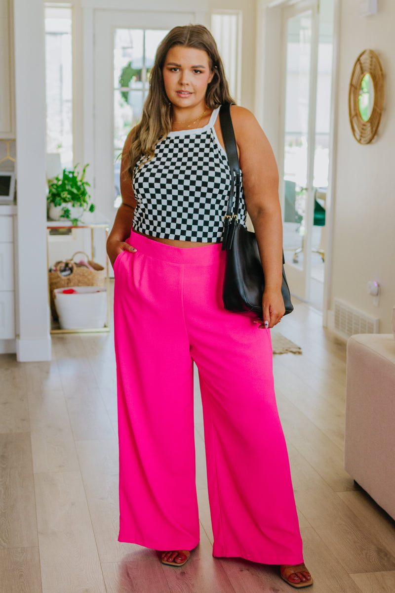 I Love These High Rise Wide Leg Pants in Hot Pink