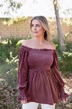 The Alexis Velvet Babydoll Top, Light Mauve