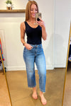 Judy Blue Betty High Rise Vintage Wash Wide Leg Crop Jeans