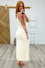 Notched Scoop Neck Maxi Dress in White