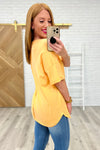 Notched Neck Drop Sleeve Top in Orange