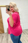 Notched Neck Drop Sleeve Top in Hot Pink