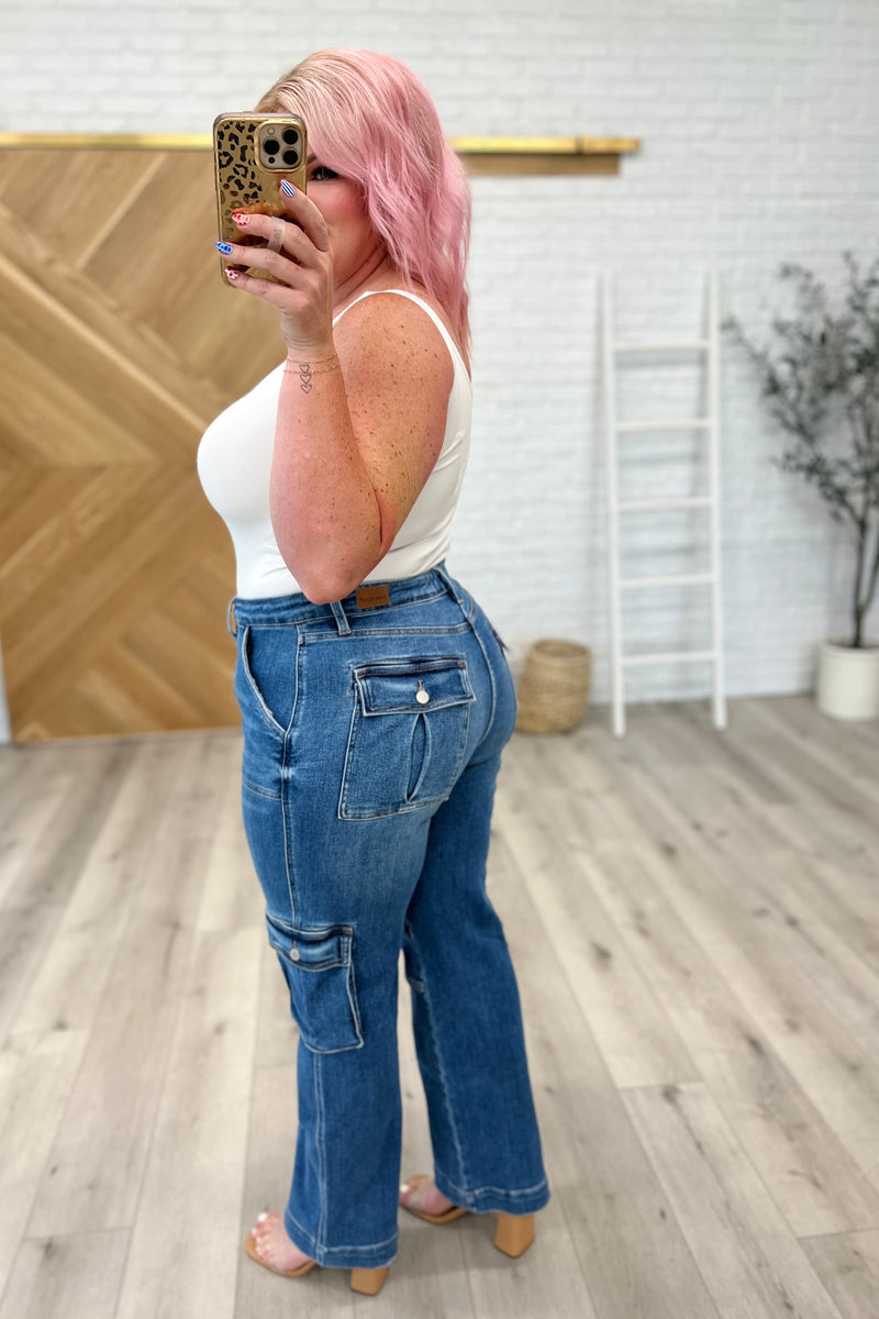 Judy Blue Clarissa High Rise Wide Leg Cargo Jeans