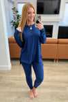 Buttery Soft Long Sleeve Loungewear Set in Light Navy