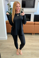 Buttery Soft Long Sleeve Loungewear Set in Black