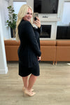 Slouchy Pocket Open Cardigan in Black