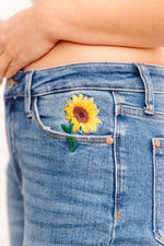 Judy Blue Hi-Rise Relaxed Sunflower Embroidery Jeans