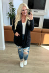 Slouchy Pocket Open Cardigan in Black