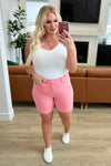 Judy Blue Jenna High Rise Control Top Cuffed Shorts in Pink