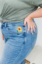 Judy Blue Hi-Rise Relaxed Sunflower Embroidery Jeans