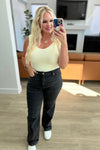 Judy Blue Joan High Rise Control Top Straight Jeans in Washed Black