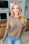 Front Seam Round Neck Sweater in Heather Mocha