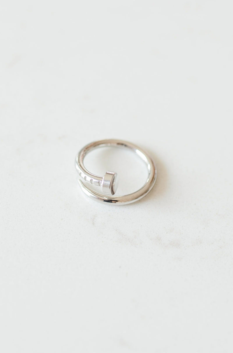 Twist Nail Ring In Silver