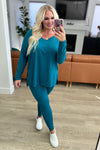 Buttery Soft V-Neck Long Sleeve Loungewear Set in Teal