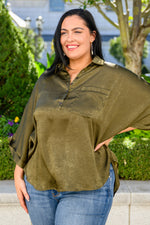 In Your Thoughts Oversized Dolman Sleeve Top In Olive