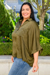 In Your Thoughts Oversized Dolman Sleeve Top In Olive