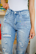 Judy Blue Isabella Paint Splatter Boyfriend Jeans