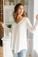 It's Your Move V Neck Long Sleeve Top In Ivory