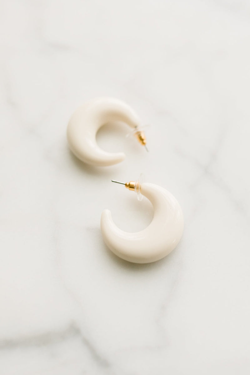 Ivory Crescent Hoop Earrings