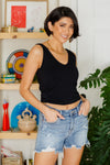 Judy Blue Jade Mid Rise Frayed Hem Shorts