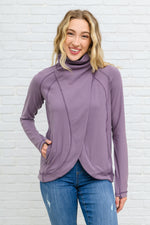 Janie Asymmetric Cowl Neck Jacket In Mulberry