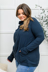 Janie Asymmetric Cowl Neck Jacket In Navy