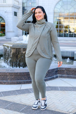 Janie Asymmetric Cowl Neck Jacket In Sage