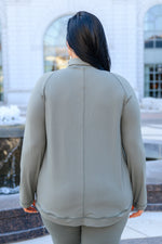 Janie Asymmetric Cowl Neck Jacket In Sage