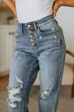 Judy Blue Josie Mid Rise Button Fly Boyfriend Jeans