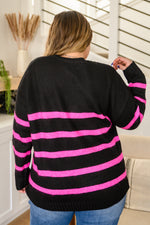 Just Go With It Crew Neck Sweater In Hot Pink Stripe