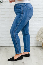 Judy Blue Karina Relaxed Fit Braided Side Seam Detail Jeans