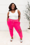 Kick Back Distressed Joggers Hot Pink