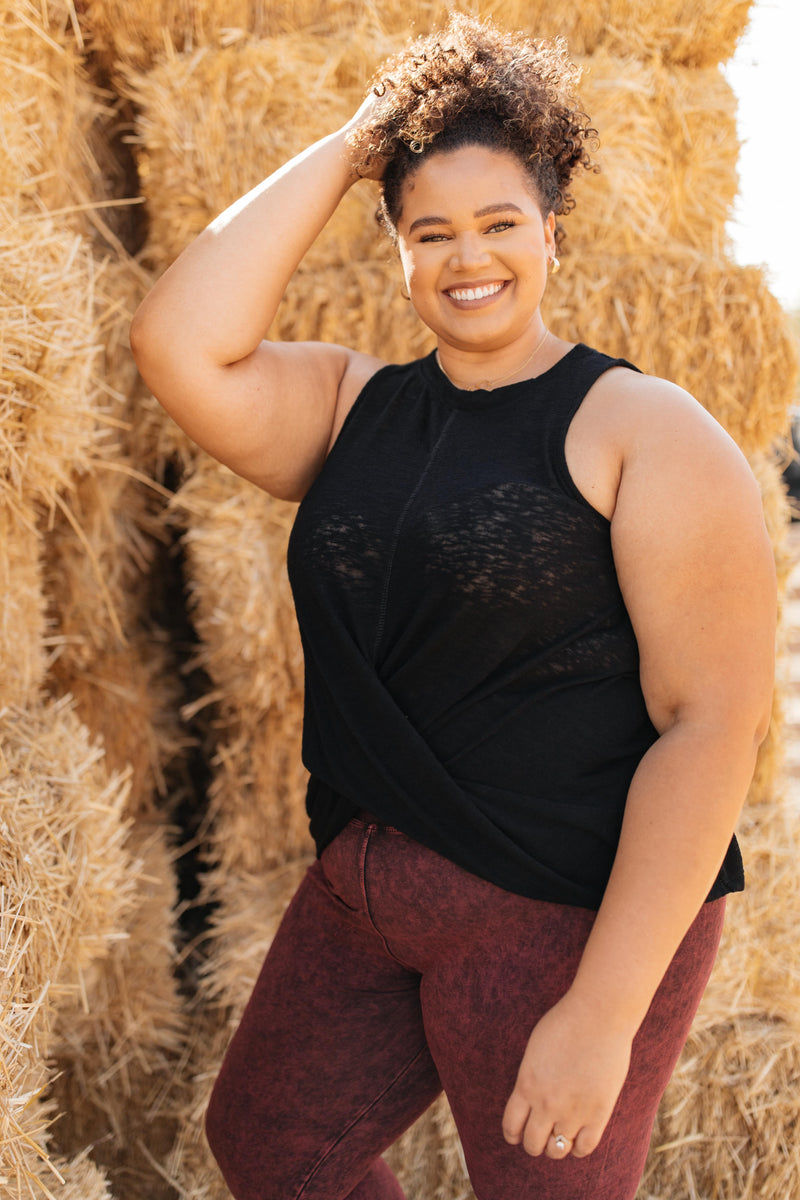 Knotted Hem Tank in Black